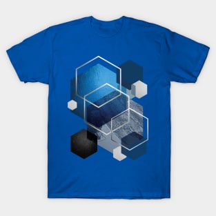 Blue Hexagonal Geometric T-Shirt